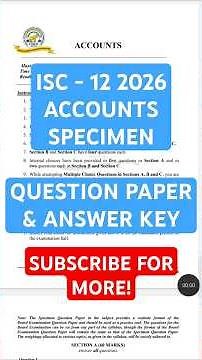 ISC 12 Accounts Specimen Paper 2026 Answer Key #isc2026 #iscaccounts #iscclass12 #iscspecimen