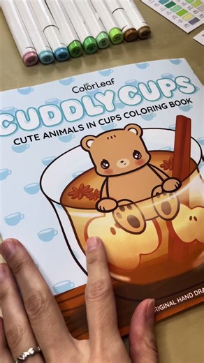 First page colored! I adore the squishy faced otter! 🥰 Supplies: Ohuhu alcohol markers, Prismacolor colored pencils, White Gelly Roll size 10. Book: Cuddly Cups by ColorLeaf available on Amazon #coloringbook #coloringbookforadults #coloringbookartist #coloring #cuddlycups #cuteanimals