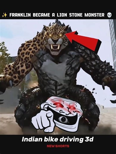 Franklin Became A Lion Stone Monster 😱 || Indian Bike Driving 3d #viral #shorts #indianbikedriving3d
