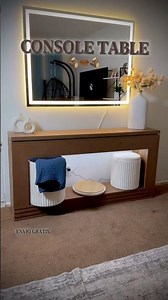 Sikaic LED Console Table with 3-Color Light & Double-Tier Design Walnut
