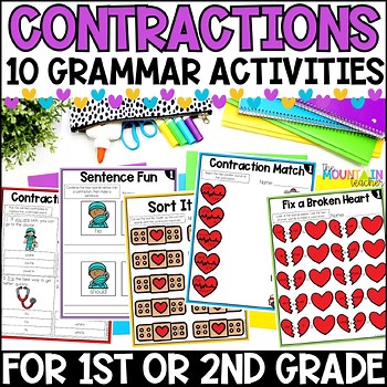 Contraction Surgery Activities, Grammar Worksheets & Contractions Anchor Charts