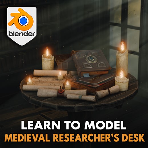 Blender 3D – Model a Medieval Researcher’s Desk