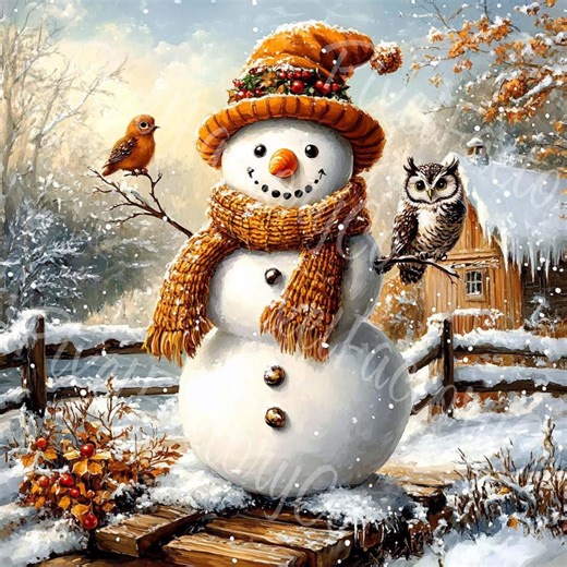 Snowman Winter Clipart, Christmas Snowman Art, Cozy Holiday Scene Digital Download 12 JPG - Etsy Canada