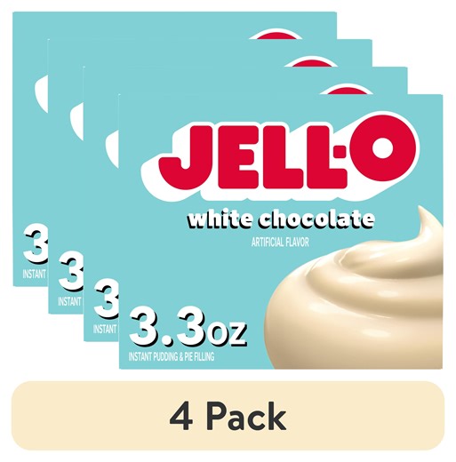 (4 pack) Jell-O White Chocolate Instant Pudding & Pie Filling Mix, 3.3 oz Box
