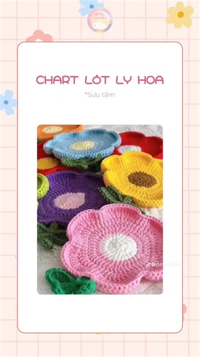Hướng Dẫn Chart Móc Len Handmade Lót Ly
