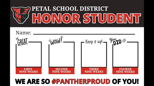 🌟 New way to celebrate our Panthers’ success! 🐾 🎉📝 Report cards go home Oct. 14 — and this year, we’re switching things up! Petal Middle and High School students will now receive honor roll magnets — a fun way to show Panther pride right on the fridge. Pre-K through sixth grade students will continue to receive yard signs for the rest of the school year. No matter how it’s displayed, we’re #PantherProud of our students’ hard work and achievements! ❤️ ➡️ Special thanks to the Petal Education 