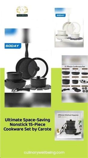 Ultimate Space-Saving Nonstick 15-Piece Cookware Set by Carote
