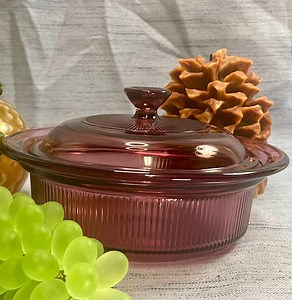 PYREX Corning VISIONS Ribbed Cranberry Amethyst 1 Qt 1 L Baking Lipped Dish Vented Lid - Etsy Canada