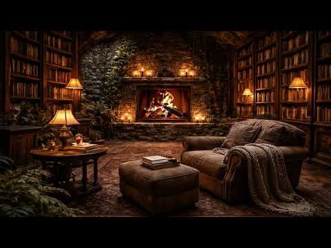 You’re Alone in a Quiet Library by the Fire (10 Hours Ambience) 🔥📚