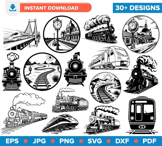 Train SVG Bundle, Steam Locomotive Clipart, Railway Design (digital Download) - Etsy