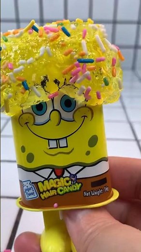 Spongebob yogurt magic hair candy jelly food mukbang
