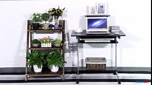 Yaheetech Mobile Computer Desks with Keyboard Tray, Printer Shelf and Monitor Stand Small Space Home Office Furniture, Black