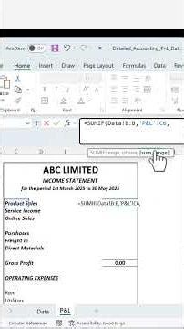 How to Build a Dynamic P&L in Excel (Using SUMIF)