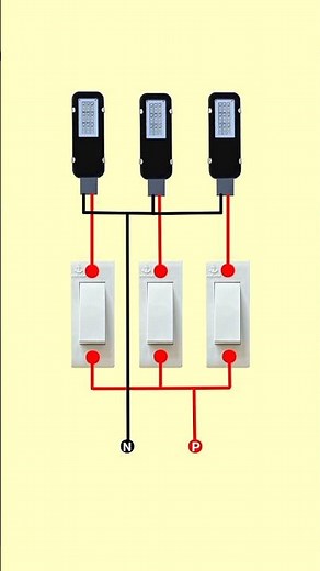 3 LED Light 3 Switch Wiring Diagram | Easy Electrical Connection #shorts #electrical #electrician