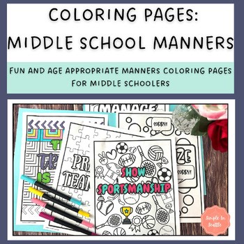 Middle School Manners Etiquette & Life Skills 30 Manner Inspired Coloring Pages