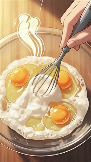 ✨ Fluffy Scrambled Eggs Magic 🍳✨ #animatedshort #ai #ghiblistyle