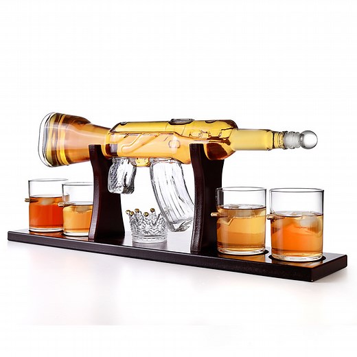 [Hot Item] Gun Decanter Set Ak 47 Glass Shaped Whiskey Glasses Decanters Bottle Set with Glasses
