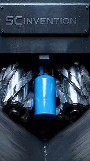 Shredder machine break the cylinder into pieces #ideas #craft #diy #diytools #powertools | SC Invention