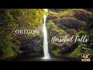 Horsetail Falls, Oregon: Majestic Waterfall in 4K | 2 hours of Relaxing Nature Sounds