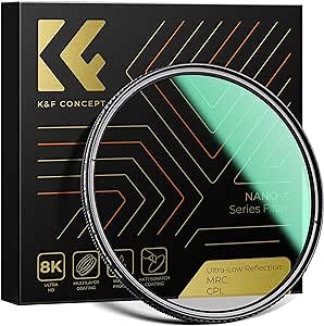 K&F CONCEPT 77mm Ultra-Low Reflectivity Circular Polarizers Filter 28 Multi-Layer Coatings Ultra-Slim High Definition Polarizing Camera Lens Filter (Nano-X Series)