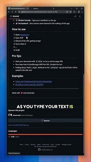 textarea.my: A minimalist text editor that lives entirely in your URL #github