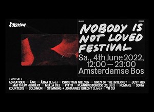 Next week Saturday the very first Nobody Is Not Loved Festival is taking place in Amsterdam. Final tickets available now under https://nobodyisnotlovedfestival.com/tickets/ #solomun #nobodyisnotloved #nobodyisnotlovefestival *No animals were harmed during the making of this video; a professional animal liaison was present during filming | Solomun (Official)