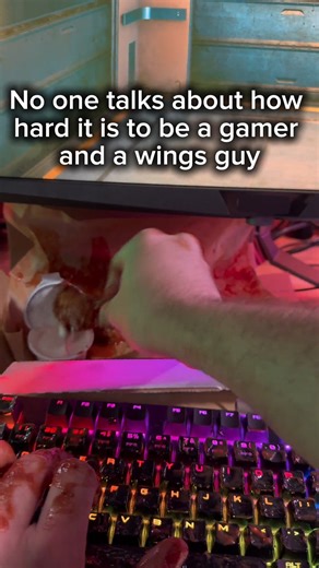 newegg on Instagram: "If you’ve ever tried to game while eating hot wings, you know it never ends well. 🎮🔥 #newegg #gaming #pcgaming #hotwings #buffalowings #struggle"