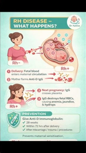 Rh Disease Explained in 60 Seconds | Hemolytic Disease of the Newborn | USMLE High Yield