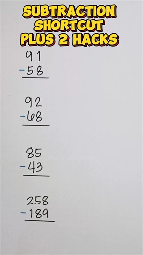 1.3K views · 44 reactions | Plus 2 Hacks Tutorial - Subtraction Shortcut  #math #mathematics #mathtricks #MathTricksTutorial #maths #mathtrick #mathtutorial #basicmath #basicmathreview #viral #trending #educational #mathshortcut #mathhacks #tutorial #lovemath #mathematicstutorial #mathreview #reels #reelsvideo #reelsviral #reelsfb #fyp #foryou | Math Tricks Tutorial | Facebook