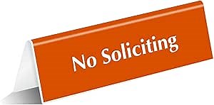 SmartSign No Soliciting Desk Sign, 2" x 6" V-shaped Acrylic Table Top Sign for Offices, Shops, Banks, Stores, DMV, Retail, Engraved Double-Side Printed Counter Sign, Made in USA