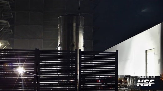 NASASpaceflight on Instagram: "SpaceX's Starship "Test Tank 17" went for an early morning ride, coming out of the Starfactory and stopping near the Rocket Garden, this is most likely temporary, ahead of a rollout to Masseys for testing in the near future."