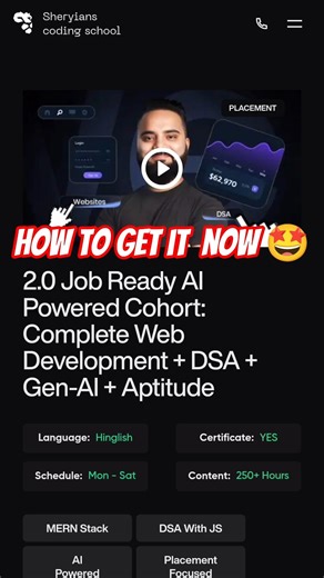 sheriyans coding school cohort batch free, frontend domination free, job ready ai powered cohort