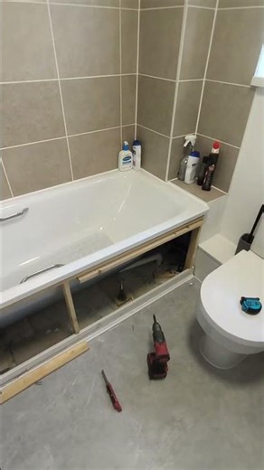 replacing on old bathtub panel with new MDF bathtub panel#home #bathroomdesign #beforeandafter #tips