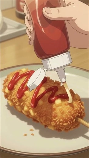 Craving Cheesy Corn Dogs Cozy Ghibli ASMR Cooking 🧀✨ #foodshorts #easyrecipe #foodie #proteinmeal