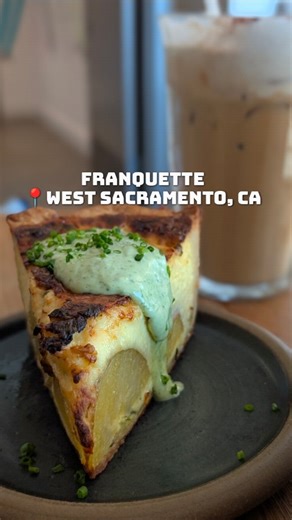 Sarah's Foodie Adventure on Instagram: "Been a huge fan of this French inspired cafe and wine bar since they opened. The outstanding baked goods like fluffy croissants, seasonal gallettes & quiches is out of this world. Love potatoes on any pastry, and this place does it well. I typically don't care for quiches, but the potato and green onion quiche served with green goddess dressing was so good. The eggs were perfectly cooked with bites of potatoes on a flakey crust. Love the contrast in textur