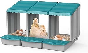 Chicken Nesting Boxes Chicken Laying Boxes with Perch Roll Out Nesting Boxes Hardware, Mounted Chicken Nest Box Nesting Box for Chicken Coop with Perch Eggs Protected Collection Area （Green 3 Pack）