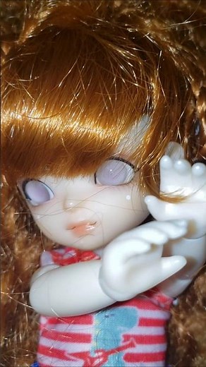 Bjd in sweet pretty dress with rapunzel curly hair #bjd #cute #doll