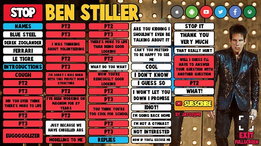 BEN STILLER AKA DEREK ZOOLANDER SOUNDBOARD