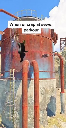 #rust #sewer #parkour #fall #funny #fyp #pipe