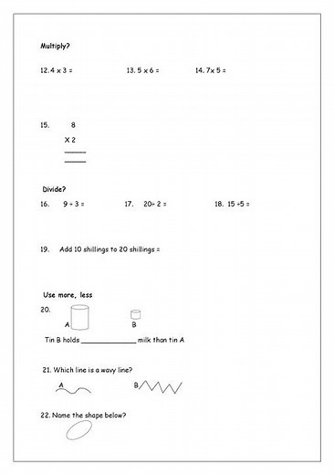 Grade 2 Mathematical Activities Mid-Term 1 Exam 2025 with Marking Scheme