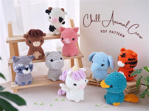 Chill Animal Crew Crochet Pattern Bundle, Amigurumi Crochet Pattern, Soft Animal Friends Amigurumi Set, Cute Critter Crochet Patterns - Etsy