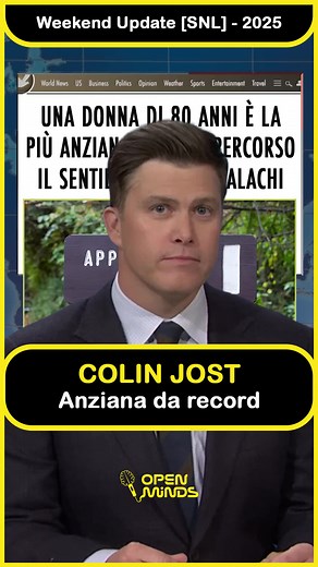 Un'anziana da record! 👵🏼⛰️ 🎤 Colin Jost 👉🏼 Tratto dal Weekend Update di SNL, Stagione 51 - Puntata 4 [2025] #openminds #standupcomedy #michaelche #colinjost #comicitá #battute #notizie | Open Minds - Stand-Up Comedy