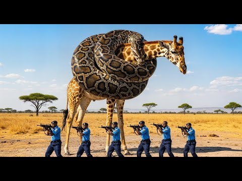 Heroic Rescue Team Saves Innocent Mother Giraffe from Giant Python Attack wild world tv