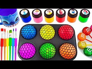 Satisfying Video l DIY How To Make 6 Colorful Net Balls Mixed Oddly Paint Lollipop Glitter ASMR