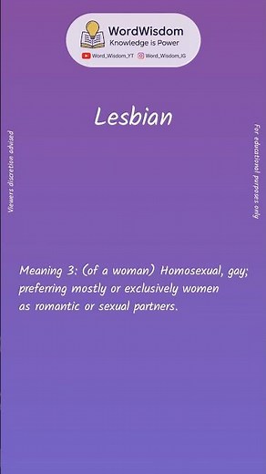 What does "Lesbian" mean? | English vocabulary shorts | #lesbian #wordwisdom