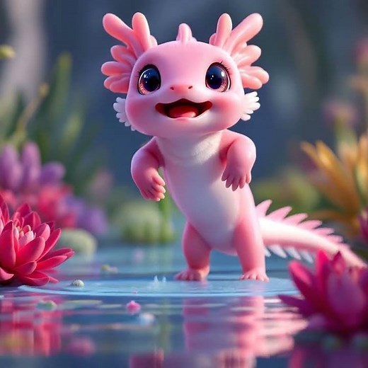 Cute Baby Axolotl Playing in the Pond video 2025