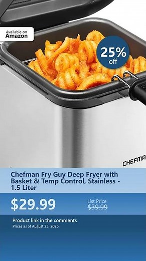 Chefman Fry Guy Deep Fryer with Basket & Temp Control, Stainless - 1.5 Liter