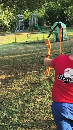 Learning to use my bow for the first time. I got better. 🏹 #archery #bowhunting #bow #backyardfun