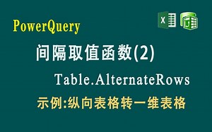 F071 PowerQuery 间隔取值函数(2)Table.AlternateRows,示例纵向表格转一维表