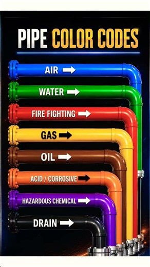Pipe Color Codes Explained | Industrial Piping Identification Guide #trending #automobile